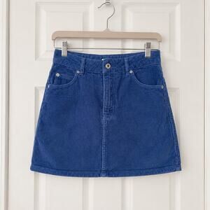 Topshop Blue Corduroy Mini Skirt Size US 2 UK 6 High Rise
